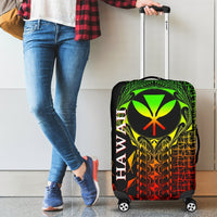 Hawaii Luggage Cover - Kanaka Maoli Rocket Style (Reggae) Black - Polynesian Pride