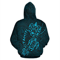 Tahiti Polynesian Family Turtles Hoodie Blue - Polynesian Pride
