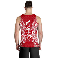 Guam Polynesian Men Tank Top Map Red White - Polynesian Pride