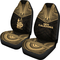 New Caledonia Car Seat Cover - New Caledonia Coat Of Arms Polynesian Chief Tattoo Gold Version - Polynesian Pride