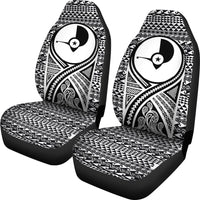 Yap Car Seat Cover - Yap Flag Polynesian Tattoo Black - Polynesian Pride