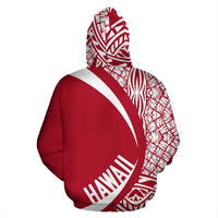 Hawaii Polynesian Tribal Hoodie Circle Style White and Red Color - Polynesian Pride