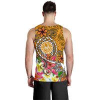 Tahiti Custom Personalised Men's Tank Top - Turtle Plumeria (Gold) - Polynesian Pride