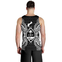 Guam Polynesian Men Tank Top Map Black - Polynesian Pride