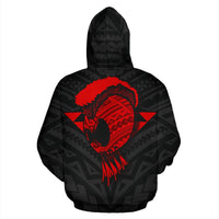 Hawaii Helmet Polynesian Red Kanaka Warrior Hoodie (Zip) - Polynesian Pride