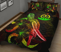 Vanuatu Polynesian Quilt Bed Set - Turtle With Blooming Hibiscus Reggae - Polynesian Pride