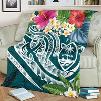 Guam Polynesian Premium Blanket - Summer Plumeria (Turquoise) - Polynesian Pride