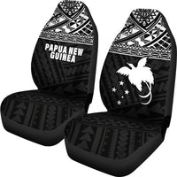 Papua New Guinea Car Seat Covers - Papua New Guinea White FLag Polynesian Tattoo - Polynesian Pride