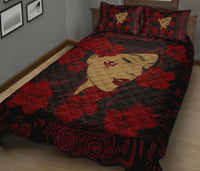Hawaii Kanaka Polynesian Hula Girl Quilt Bed Set - Black Style - AH - Polynesian Pride
