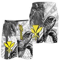 Hawaii Men's Shorts - Turtle Palm Tree White - Polynesian Pride