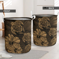 Hibiscus Turtles Hawaii Laundry Basket Gold AH - Polynesian Pride