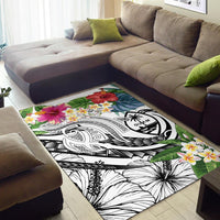 Guam Polynesian Area Rug - Summer Plumeria (White) - Polynesian Pride