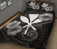 Hawaii Polynesian Quilt Bed Set - Hawaii Kanaka Maoli & Black Hibiscus - Polynesian Pride