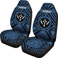 Kosrae Car Seat Covers - Kosrae Flag In Polynesian Tattoo Style (Blue) - Polynesian Pride