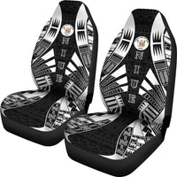 Niue Car Seat Covers - Niue Seal Polynesian Tattoo Black - Polynesian Pride