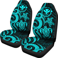Hawaii Car Seat Covers - Turquoise Kanaka Maoli Tentacle Turtle - Polynesian Pride