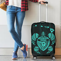 Hawaii Kakau Polynesian Turtle Map Luggage Covers - Turquoise - Polynesian Pride