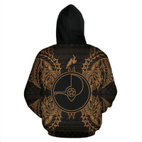 Yap Polynesian All Over Zip up Hoodie Map Gold - Polynesian Pride