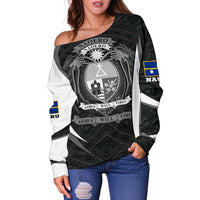 Nauru Polynesian Off Shoulder Sweater (Women) - Nauru Spirit (White) - Polynesian Pride