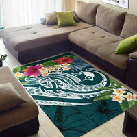 YAP Polynesian Area Rug - Summer Plumeria (Turquoise) - Polynesian Pride