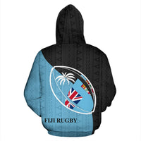 Fiji Rugby Zip up Hoodie Fiji Flag Coat of Arms Style LB K6 - Polynesian Pride
