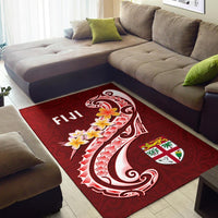 Fiji Area Rug - Fiji Seal Polynesian Patterns Plumeria (Red) - Polynesian Pride