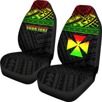 Wallis and Futuna Polynesian Custom Personalised Car Seat Covers - Wallis and Futuna Reggae Coat Of Arms Polynesian Tattoo - Polynesian Pride