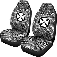 Wallis and Futuna Car Seat Cover - Wallis and Futuna Coat Of Arms Polynesian White Black - Polynesian Pride