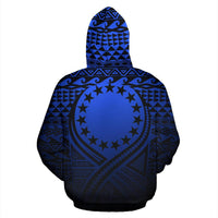 Cook Islands All Over Zip up Hoodie Lift up Blue - Polynesian Pride