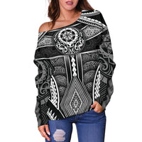Polynesian Women's Off Shoulder Sweater - Patterns Poly Unique - Polynesian Pride