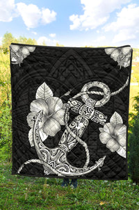 Polynesian Anchor Premium Quilt Black - Polynesian Pride