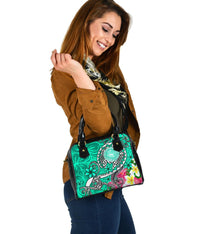 American Samoa Polynesian Shoulder Handbag - Turtle Plumeria (Turquoise) - Polynesian Pride