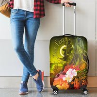 Vanuatu Custom Personalised Luggage Covers - Humpback Whale with Tropical Flowers (Yellow) Yellow - Polynesian Pride