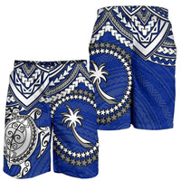 Chuuk Polynesian Short (Men) - White Turtle (Blue) BLUE - Polynesian Pride