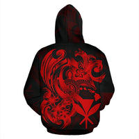 Polynesian Hawaii All Over Zip up Hoodie Kanaka Maoli Red Turtle - Polynesian Pride
