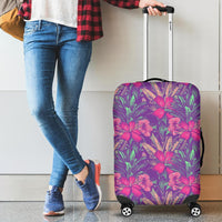 Tropical Hibiscus Purple Luggage Cover - Polynesian Pride
