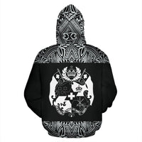 Tonga All Over Hoodie Polynesian Black and White - Polynesian Pride