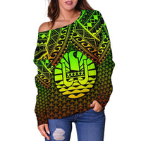 Polynesian Tahiti Off Shoulder Sweater - Reggae Vintage Polynesian Patterns - Polynesian Pride
