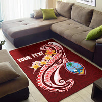 Guam Personalised Area Rug - Guam Seal Polynesian Patterns Plumeria (Red) - Polynesian Pride