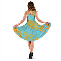 Hawaii Hibistus and Kakau Pattern Midi Dress - Polynesian Pride