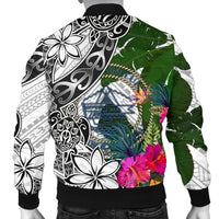 Palau Custom Personalised Men's Bomber Jacket White - Turtle Plumeria Banana Leaf Crest - Polynesian Pride