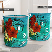 Wallis and Futuna Laundry Basket - Custom Personalised Tropical Flowers Style - Polynesian Pride