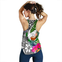Pohnpei Custom Personalised Women's Racerback Tank White - Turtle Plumeria Banana Leaf - Polynesian Pride