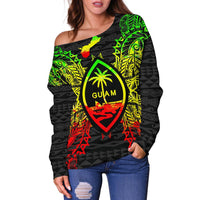 Guam Polynesian Shoulder Sweater Map Reggae - Polynesian Pride