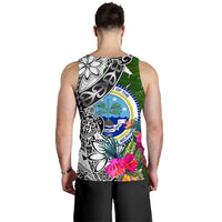 Federated States of Micronesia Men's Tank Top White - Turtle Plumeria Banana Leaf - Polynesian Pride