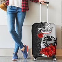 Tahiti Polynesian Luggage Covers - Coat Of Arm With Hibiscus White - Polynesian Pride