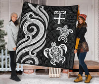 Fiji Polynesian Premium Quilt - White Tentacle Turtle - Polynesian Pride