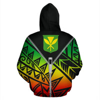 Hawaiian Hoodie Kanaka Maoli Flag With Zipper Style - Polynesian Pride