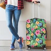 Tropical Hibiscus Banana Leafs Luggage Cover - Polynesian Pride