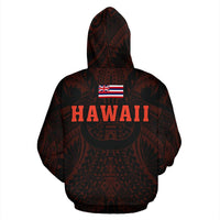 Polynesian Kamapuaa Flag of Hawaii Zip Hoodie Orange Hawaiian Mythology Style - Polynesian Pride